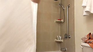 Wife showering  bathroom hidden cam