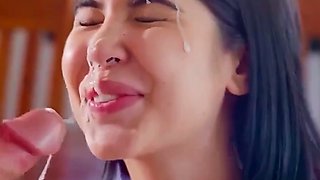 Too much cum for sexy face