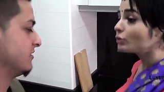 Busty brunette slut enjoys extreme amateur pov blowjob