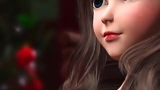 Santa Claus plays with a super cute nerdy girl