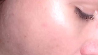 Goth Giving a Closeup Deepthroat Blowjob Under the Desk While Working