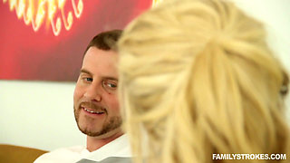 Fit blonde seduces her stepbrother to creampie her