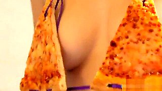 Woman used pizza as bikini eaten by man and earned cash