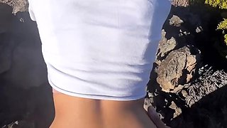 Sexy asian girl and me have a sensual doggystyle banging high up in the mountains