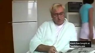 Asian Maid Gets Fucked By Old Pervert: Big Tits, Blowjob  Amateur Porn