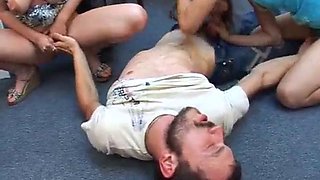 Stepmother And Daughter Dominate One Guy