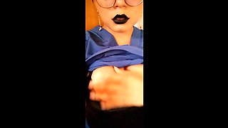 Busty Nurse Walks in the Hospital Showing Her Tits
