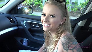 Skinny blonde teen Paris White gets fucked hard in public