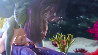 Big tits 3d babe fucking with sea monsters