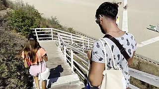 Laura Quest Horny Teen Outdoor Sex by the Sea - Deep Throat Blowjob & Cum Swallow Adventure