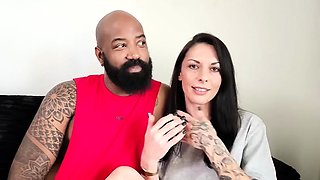 Interracial gloryhole blowjob from a brunette