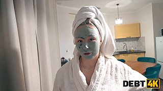Debt4k. natural-titted russian attempted to escape debt collector but he fucked her in rectal and vagina instead