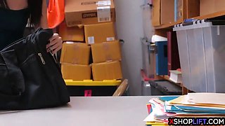 Slender teen suspected and fucked by a security guard