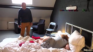 Student tenant sucks big old penis and gets her pussy rammed