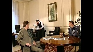 Blonde Threesome Office Fuck - Cum in Mouth with Big Tits