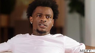 Curvy MILF seduces and fucks with a black dude in her pussy hard