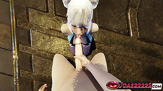 Blonde Mina Slow Tongue Likcking My Cock + Deepthroat Cumshot 3D Animation