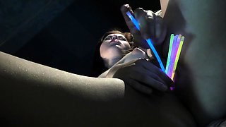 19yo Virgin with Glowsticks in her Pussy