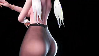 [MMD] Wiggle Korean Dance + Ganyu Nice body Dance Papa; erotic lingerie; obscene lines; Striptease; black silk; Hosiery; Jumping eggs