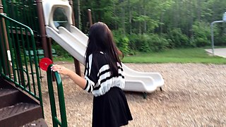 Amateur skater girl outdoor in public fucking for money