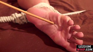 Submissive Asian whipped by lezdom mom be4 sharing Hit
