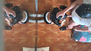 MILF in Sexy Clothes, Stockings and High Heels Fucked in the Mouth and Doggy Style with Repeated Orgasms