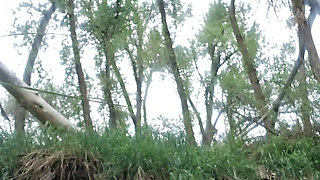 BLACK BBW GOES SKINNYDIPPING IN A STREAM