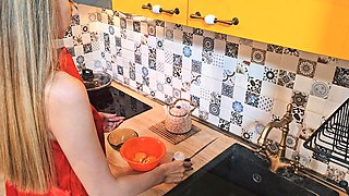 Fucked in the Ass and Fed Cum to My Beautiful Stepsister While She Was Preparing Breakfast