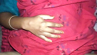 Indian Aunty Visaakaa in nighty breast squeeze sex at night