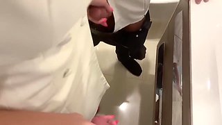 Double Suction. Depraved Bitch Sucks Two Big Cocks In The Toilet