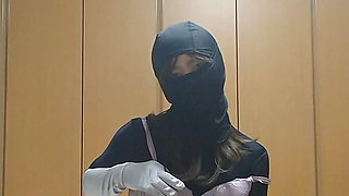 Japan man&#039;s step daughter masturbates in plain clothes over full-body tights