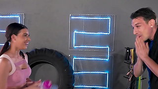 Fitness Rooms Big juggs Latina in gym