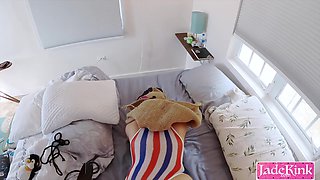 Thick girl bag over head, anal plug tail and doggy rough fucking POV