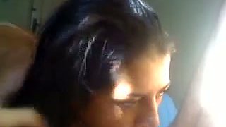 Hot black haired teeny girlfriend sucks my big dick like a boss