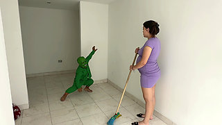 Sexy Pregnant Latina Finds a Horny Little Monster at Home Who in Exchange for Not Bothering Her Ends up Fucking Her Hard.