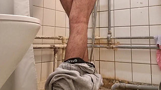 Completely naked hairy body big chubby ass guy loving his smooth asshole