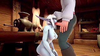 Elf gets it on with a night elf in the kitchen in this Warcraft parody