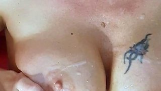 Cute blonde with big boobs solo