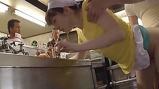 Kitchen Maid In Asia Shop Gets Fucked By Every Man In The Shop