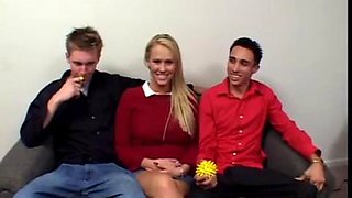 A blonde with two college students fucking: Big Tits, Blowjob  Amateur Porn