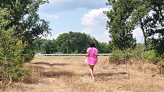 A Slave Slut Shows off Her Pink Ass on the Highway