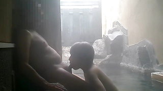 Mature Couple at Hot Spring Inn, Outdoor Cunnilingus, Blowjob