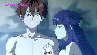 Unexpected hook-up between Fern and Stark under the starry sky in this anime parody