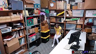 Russian slender teen caught stealing by a security guy
