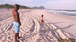 Skinny Sayuri Sakai seduced a gifted guy on the beach and took his penis for everyone to see!