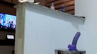 Blonde tight pussy babe solo toy fun in glamour masturbation