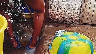 Bathing My Pregnant GF Outdoor,dirty Environment Vibes