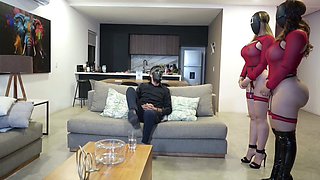 Thick latinas service huge cock in Squid Game-themed threesome