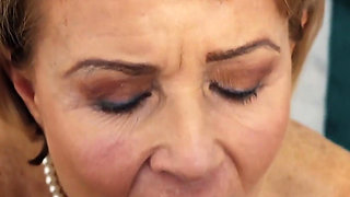 Blonde Granny Romana Cum in Mouth POV Interracial BBC Blowjob