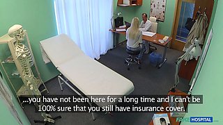 Busty blond needs help in the physicians toilet - faux medical center